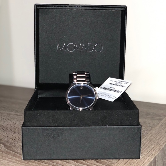 Movado Men Watch Navy and Silver